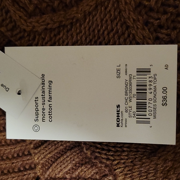 🆕️ Sonoma Women's V-neck Brown Sweater Size Large - Picture 5 of 5